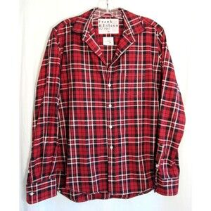 Frank & Eileen Red Plaid Eileen V Neck Button Down Long Sleeve Shirt Small NWOT